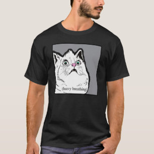 Camiseta Gato de Respiração Pesada Meme Animal Gordo e Barr