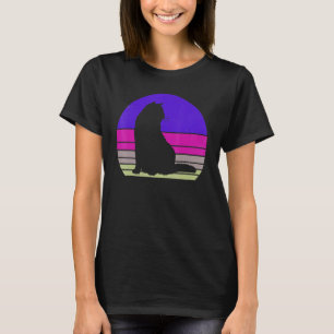 Camiseta Gato De Retrô Vintage Gato De Silhuette Animal 80