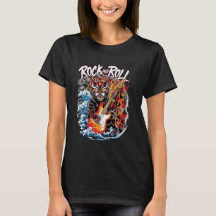 Camiseta Gato de Rocha Oni Demônio Clássico Gato Samurai Ja