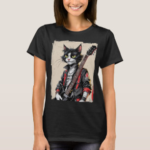 Camiseta Gato de Rock and Roll