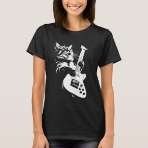 Camiseta Gato de Rock Tocando Guitarra, Gatinho Toca Guitar