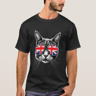 Camiseta Gato de Rosto da Bandeira Union Jack Britânica