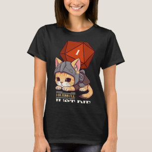 Camiseta Gato de Rpg Adivinho que vou morrer Gato D20 Falha