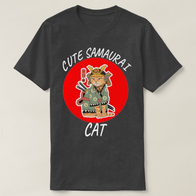 Camiseta Gato de samurai bonitinho, gato amante 1 (Frente do Design)