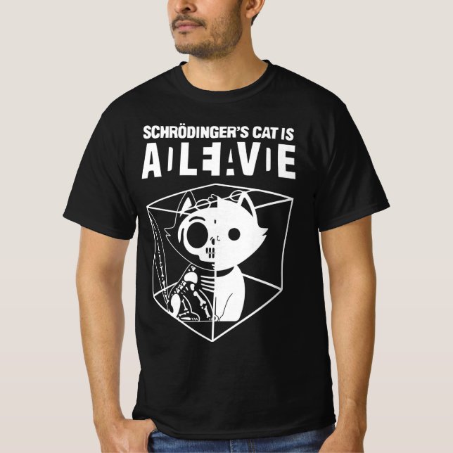 Camiseta Gato de Schrodinger, Morto de Gato de Ciência Engr (Frente)