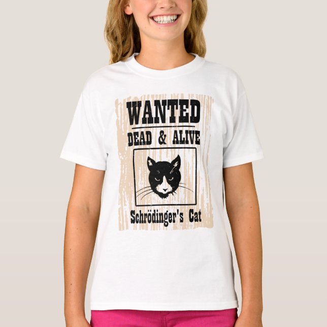 Camiseta Gato de Schrodinger Procurado (Frente)