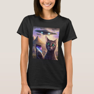 Camiseta Gato de Selfie de Gato de OVNI alienígena
