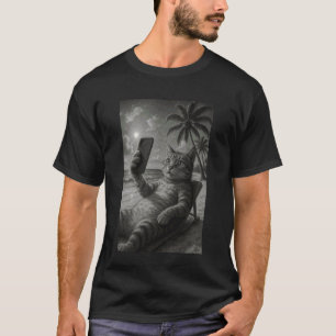 Camiseta Gato de selfie relaxado descansando na cadeira de