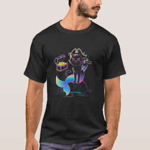 Camiseta Gato de Sereia Pirata Amante Homens Mulheres & Cri