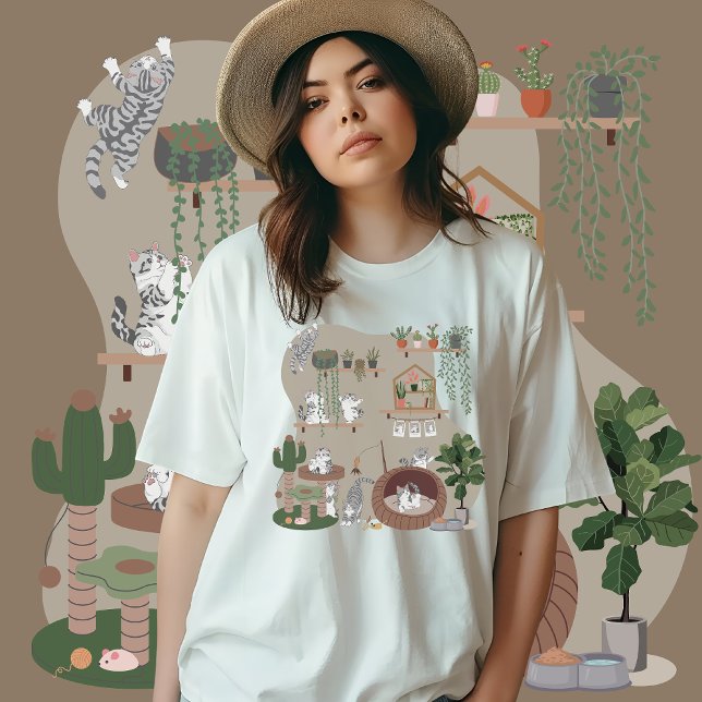 Camiseta Gato de Shorthair Americano, Brincando em Casa de  (Criador carregado)