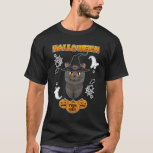 Camiseta Gato de Shorthair britânico I Happy Halloween