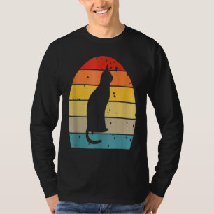 Camiseta Gato de silhueta de gatos-do-sol retrô antigo