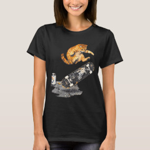 Camiseta Gato de skate meme de rua gatinho engraçado grunge