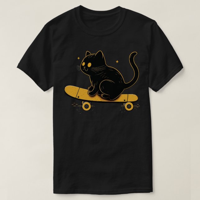 Camiseta Gato De Skateboard Oferece Gatos Engraçados (Frente do Design)