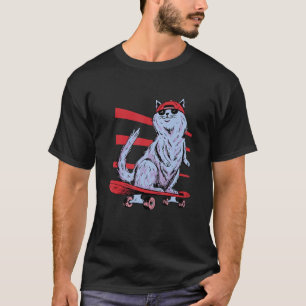 Camiseta Gato de skater de gata de gato adorável