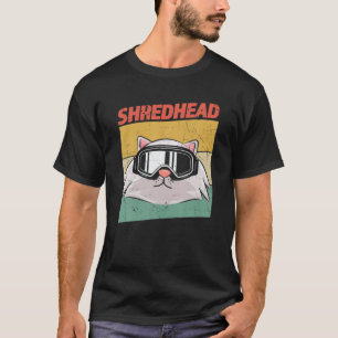 Camiseta Gato De Snowboard Engraçado E Engraçado Em Óculos