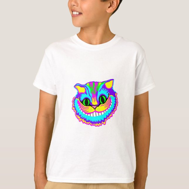 Camiseta Gato de sorriso louco psicadélico (Frente)