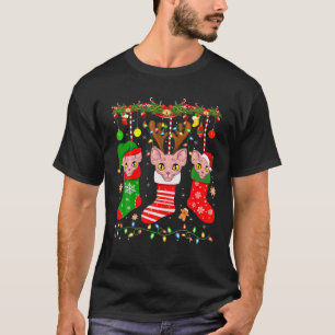 Camiseta Gato De Sphynx Nas Meias De Natal Luzes De Sphynx 