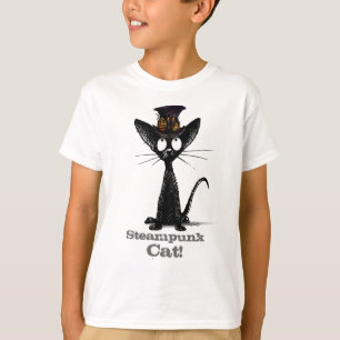 Camiseta Gato de Steampunk em miúdos feitos sob encomenda