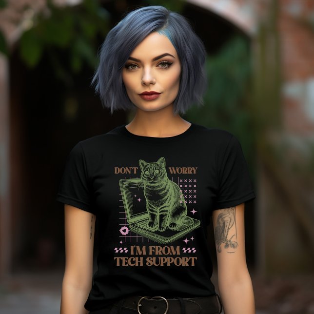 Camiseta Gato de Suporte Técnico Computador  (Criador carregado)