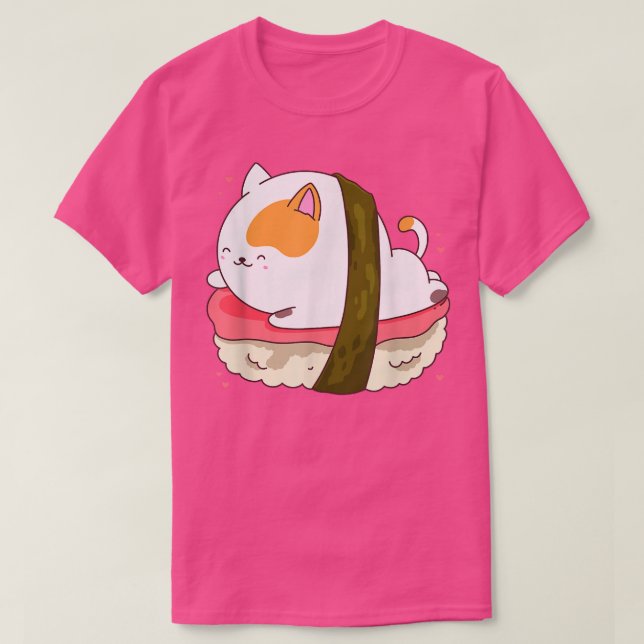 Camiseta Gato de Sushi Cachorro Kawaii Anime Neko Animal Pe (Frente do Design)