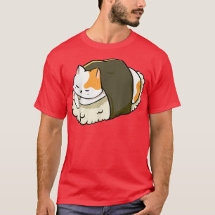 Camiseta Gato de Sushi Cachorro Kawaii Anime Neko Animal Pe
