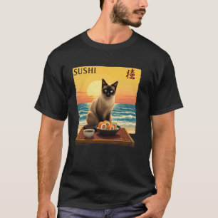 Camiseta Gato de Sushi Culinária Japonesa Amante de Arte Fe