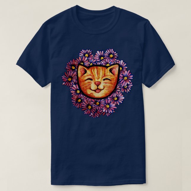 Camiseta Gato de Tabby Laranja Feliz (Frente do Design)