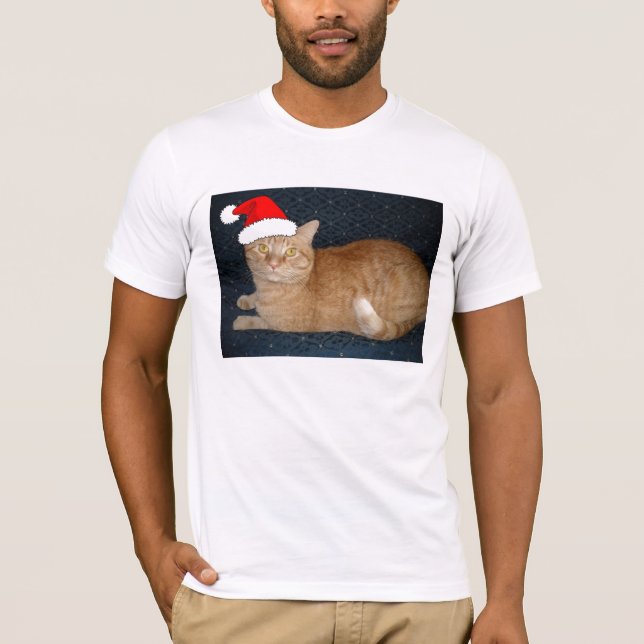 Camiseta Gato de Tabby Laranja Natal (Frente)
