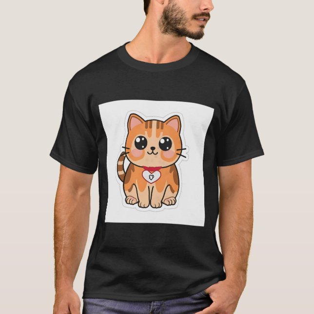 Camiseta Gato de Tater Bonito com Pincel de Coração Tender (Frente)