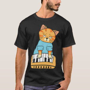 Camiseta Gato de Teclado Meme Música Presente de Gato Diver