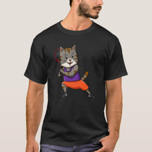 Camiseta Gato de Tênis Treinador de Tênis Pet Racket Serve