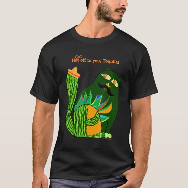 Camiseta Gato De Tequila Com Chapéu Sombrero (Frente)