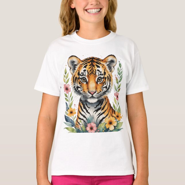 Camiseta Gato de tigre bonito (Frente)