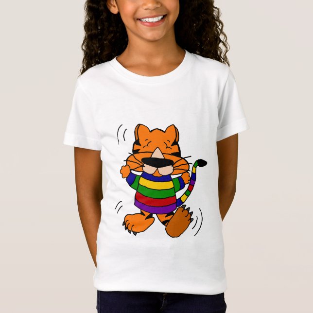 Camiseta Gato de tigre da dança (Frente)