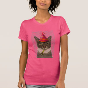 Camiseta Gato de Tortoisinferno com Chapéu de Festa