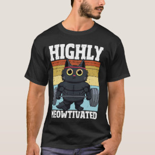 Camiseta Gato de Treino de Academia Engraçado Altamente Meo