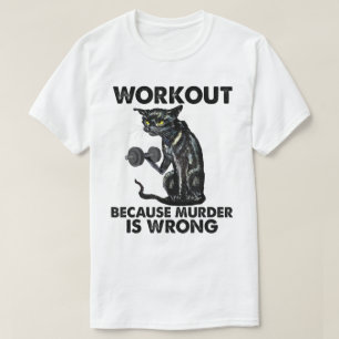 Camiseta Gato de Treino Porque Assassinato é Errado Arte
