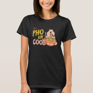 Camiseta Gato de Trocadilho de Comida Tigela de Pho Comida 