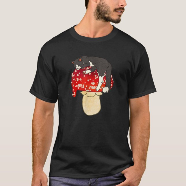 Camiseta Gato de Tuxedo bonito dormindo no banheiro vermelh (Frente)