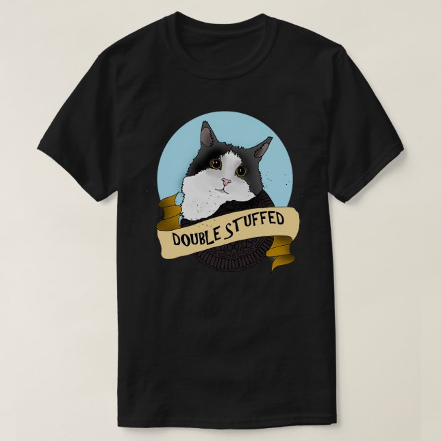 Camiseta Gato De Tuxedo De Oreo Duplo Estampado (Frente do Design)
