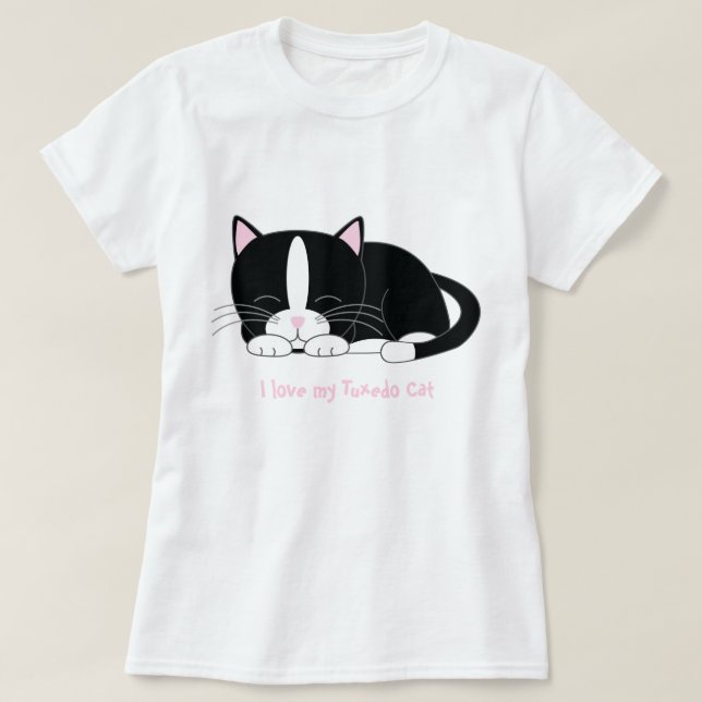 Camiseta Gato de Tuxedo Dormindo (Frente do Design)