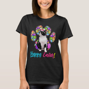 Camiseta Gato de Tuxedo Fofo e Orelhas de Coelho Ovos de Pá