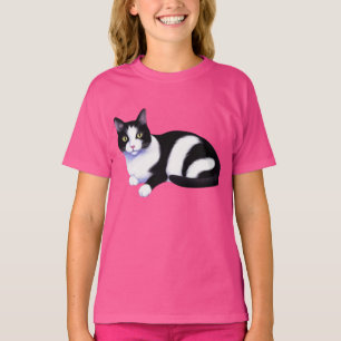 Camiseta Gato de Tuxedo Preto e Branco