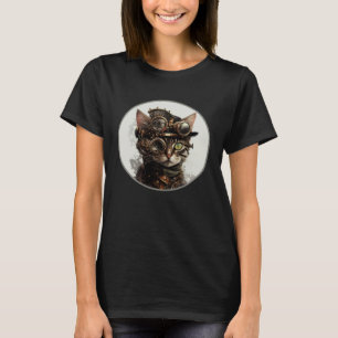 Camiseta Gato de um olho Steampunk Engrenagem Mecânica Retr