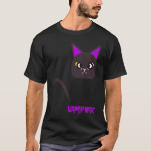 Camiseta Gato de Vampiro Fofo e Assustador para Mulheres no