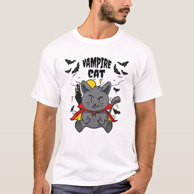 Camiseta Gato de Vampiro, Horror Clássico (Frente)