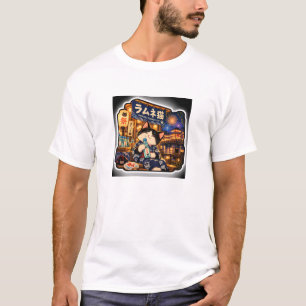 Camiseta Gato de Verão Ramune Arte de Festival J