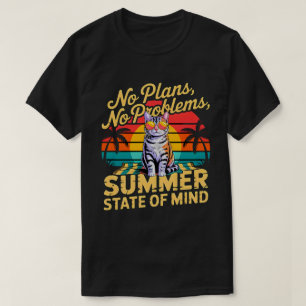 Camiseta Gato de Verão Sem Planos Retro