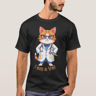 Camiseta Gato de Veterinário Fofo Design "Eu Sou um Veterin